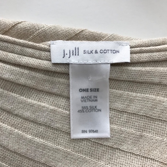 J Jill Silk Cotton Blend Textured Knit Poncho Sweater Size OS Asymmetrical Hem - Picture 6 of 7